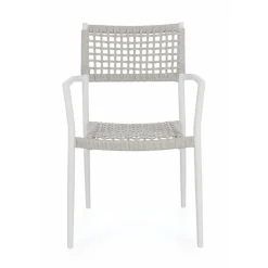 Silla de jardín Bizzotto CALETA blanca/gris con brazos
