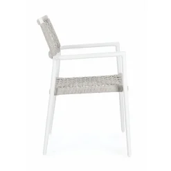 Silla de jardín Bizzotto CALETA blanca/gris con brazos