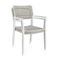 Silla de jardín Bizzotto CALETA blanca/gris con brazos