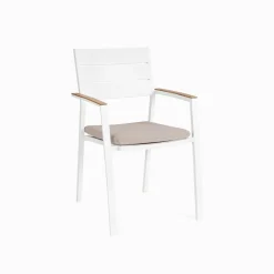 Silla de jardín Bizzotto ZELMAR blanco/beige con brazos