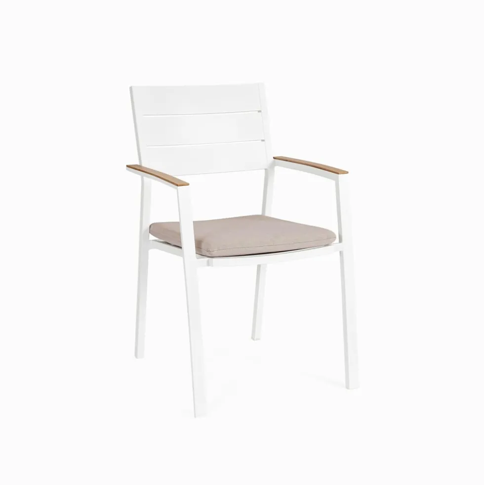 Silla de jardín Bizzotto ZELMAR blanco/beige con brazos