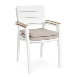Silla de jardín Bizzotto ZELMAR blanco/beige con brazos