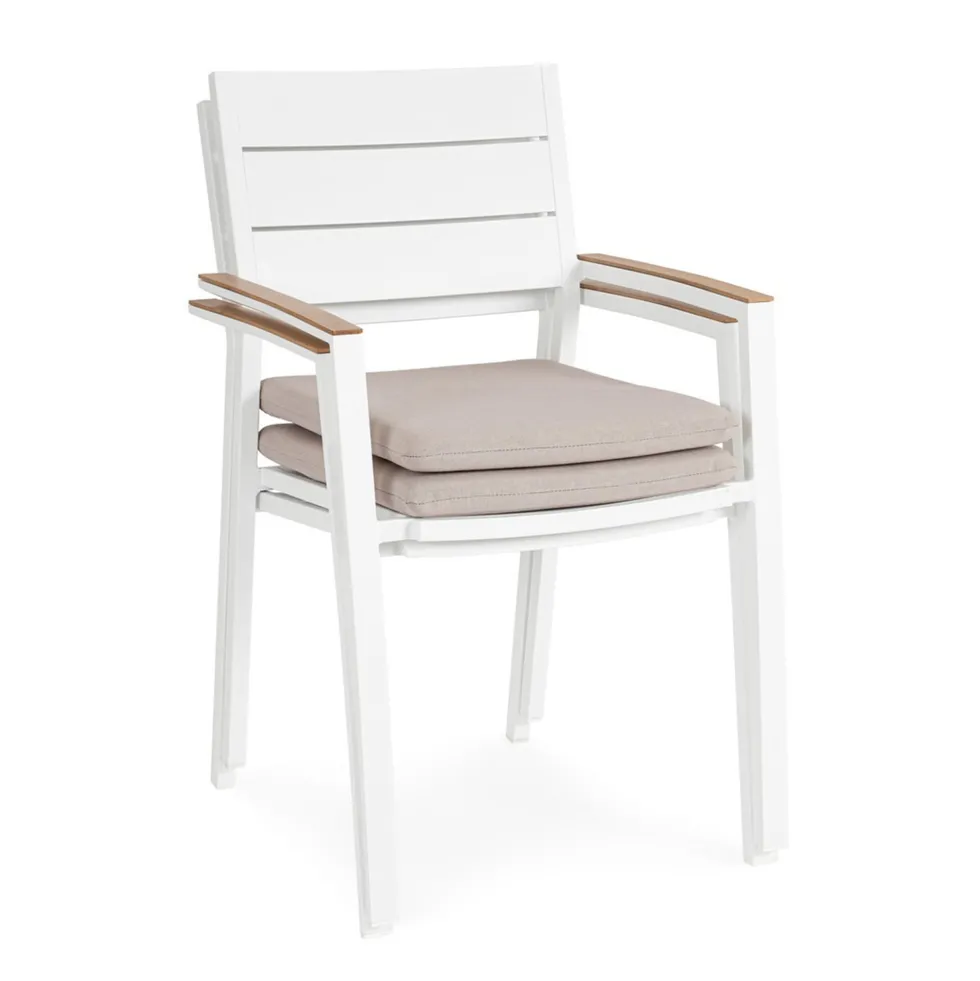 Silla de jardín Bizzotto ZELMAR blanco/beige con brazos