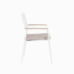 Silla de jardín Bizzotto ZELMAR blanco/beige con brazos