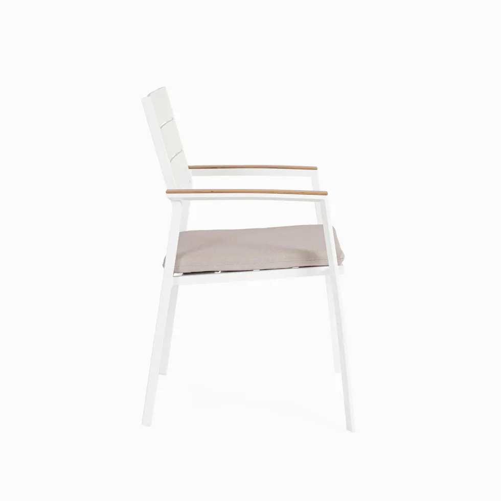 Silla de jardín Bizzotto ZELMAR blanco/beige con brazos
