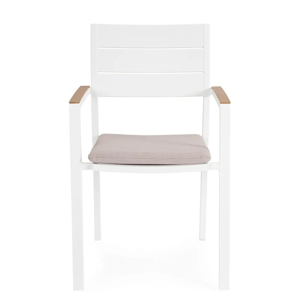 Silla de jardín Bizzotto ZELMAR blanco/beige con brazos