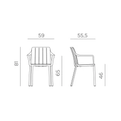 Silla de jardín Nardi TIBERINA tortora con brazos