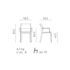 Silla de jardín Nardi TRILL blanco con brazos-